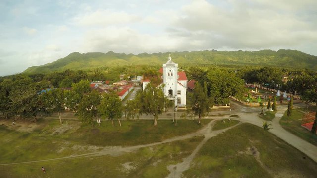 Aerial view Catholic Church in the Philippines. Anda. Poblacion city.