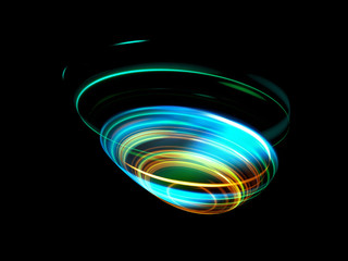 Glow effect. Ribbon glint. Abstract rotational border lines. Power energy. LED glare tape. .Luminous shining neon lights cosmic abstract frame. Magic design round whirl. Swirl trail effect.