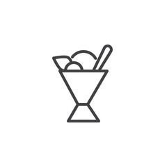Sorbet cup outline icon. linear style sign for mobile concept and web design. Ice cream dessert simple line vector icon. Symbol, logo illustration. Pixel perfect vector graphics