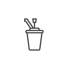 Syrup cup outline icon. linear style sign for mobile concept and web design. Syrup for ice cream dessert simple line vector icon. Symbol, logo illustration. Pixel perfect vector graphics