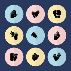 Set of 9 glove filled icons