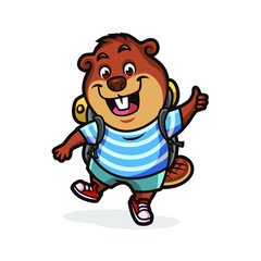 Squirrel Trip Mascot Design Vector