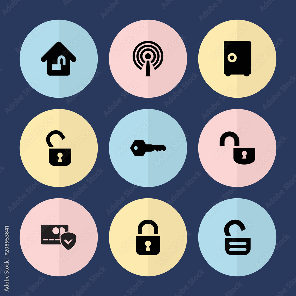 Poster set of 9 secure filled icons