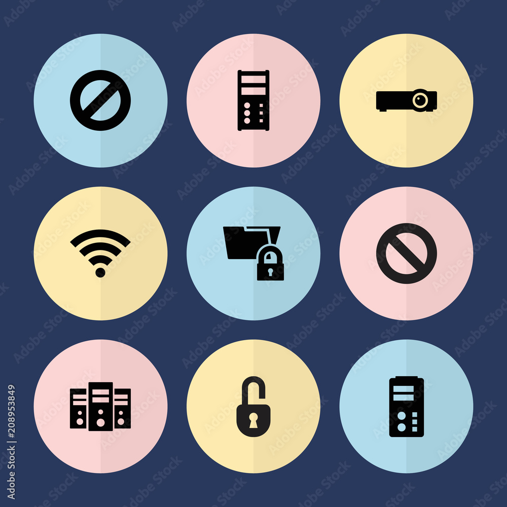Poster set of 9 access filled icons