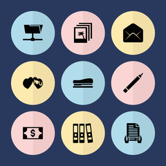 Set of 9 paper filled icons