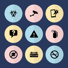 Set of 9 warning filled icons