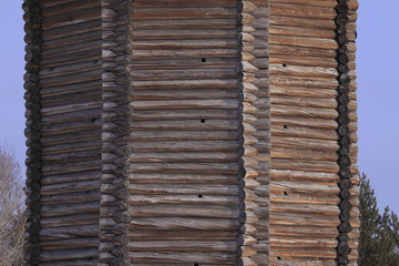 The wooden wall of the bell tower. Eight walls.