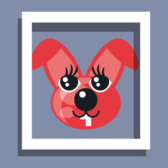 decorative frame with rabbit red nose over gray background, vector illustration
