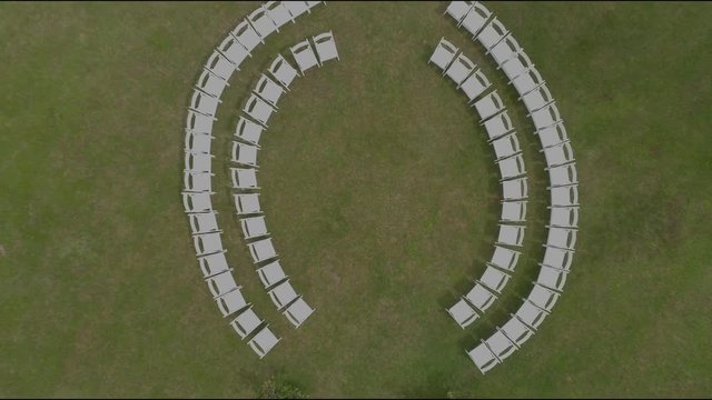 Aerial Views of an outdoor wedding setting