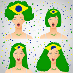 Surprised Woman with National Flag Haircut : Vector Illustration