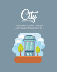 Infographic of city elements with city building icon over gray background, colorful design. vector illustration