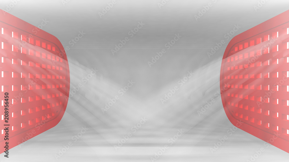 Poster ultra modern conceptual empty interior with light rays from the windows for your objects. 3d renderi