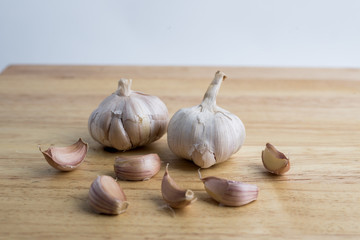 garlic on wooden background