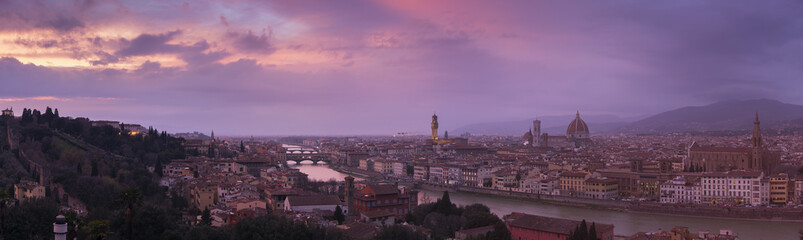 Naklejka premium The Magical Panoramic sunset view skyline of Florence from Piazzale Michelangelo, Florence, Italy
