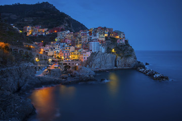 Manarola, 1 of 5 fishing village of Cinque Terre, coastline of Liguria in La Spezia, Italy