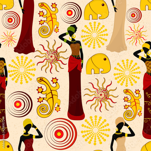 "Seamless vector background on an African theme" Stock image and royalty-free vector files on