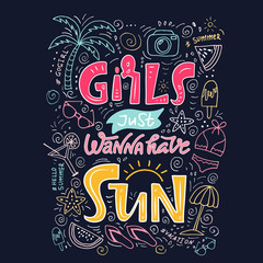 girls just wanna have sun lettering