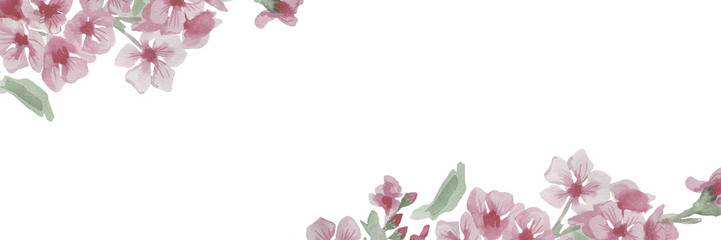 Watercolor cherry flower frame