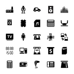 Collection of 25 electronic filled icons