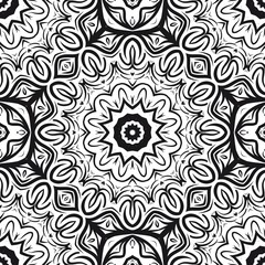 Fototapeta na wymiar vector illustration. pattern with floral mandala, decorative border. design for print fabric, bandana