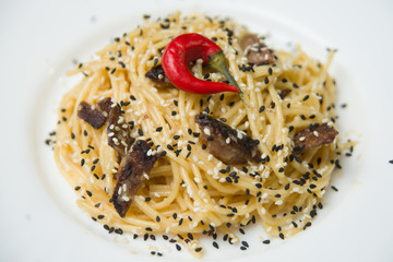 Carbonara pasta in a plate