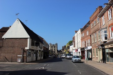 Fototapeta na wymiar Micklegate, York, looking towards Micklegate Bar.