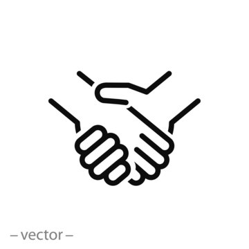 handshake line sign, icon vector