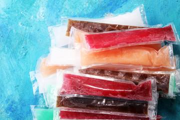 Colorful frozen fruit bar ice pops