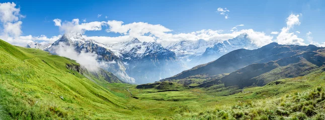 Foto auf Alu-Dibond Schweizer Alpen Panorama bei Grindelwald im Berner Oberland © eyetronic