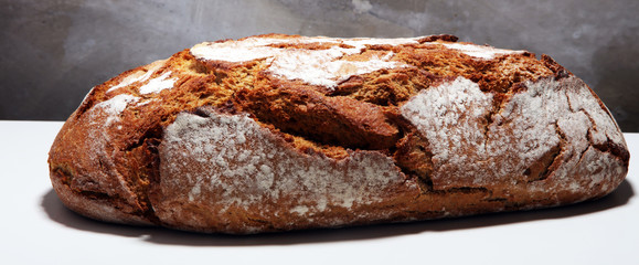 freshly baked bread isolated on white background