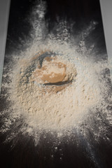 flour on the table with ingredients