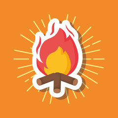 bonfire icon over orange background, colorful design. vector illustration