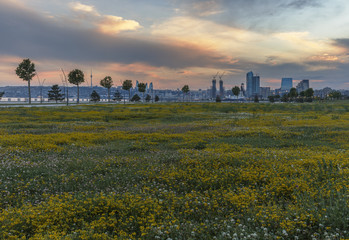 Sunset on the boulevard in Baku