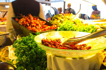 Dining Room Buffet aboard the luxury abstract cruise ship
