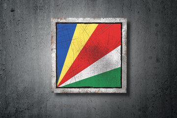 Seychelles flag in concrete wall