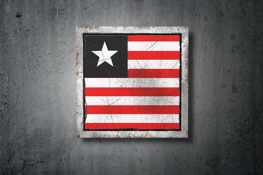 Liberia flag in concrete wall