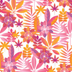 Vibrant pink and yellow tropical seamless pattern