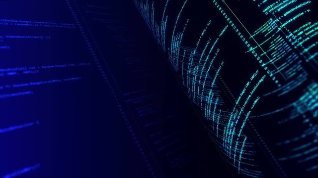 Blue Programming Code Background. Abstract Seamless Loop Animation. Animated computer script programming code as technology background. Blue version. Seamless loop. A real C# code written by me.