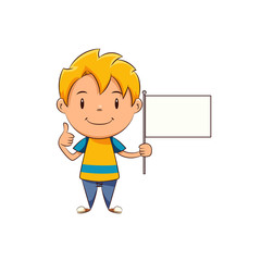 Kid holding blank flag