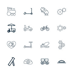 Collection of 16 wheel outline icons