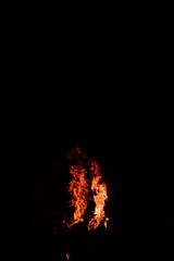 Fire Flame & Sparks on Dark Black Background