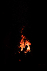 Fire Flame & Sparks on Dark Black Background