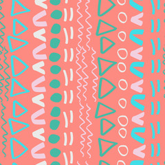 Geometric abstract seamless pattern, vector. Hand-drawn doodle texture