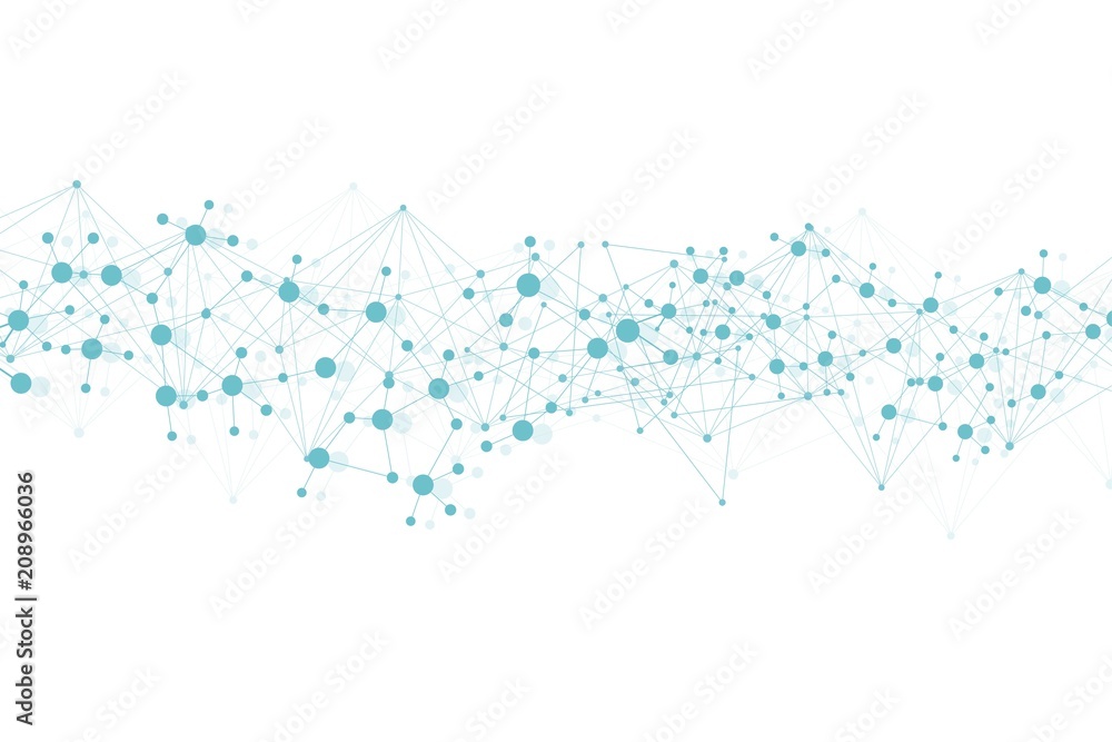 Aufkleber science network pattern, connecting lines and dots. global network connection vector