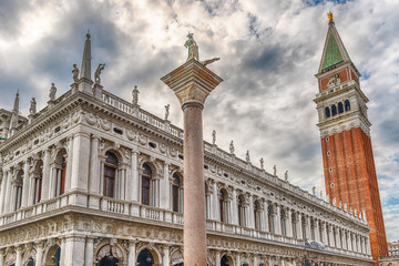 Fototapeta na wymiar View of the buildings in St. Mark's Square, Venice, Italy