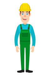 Full length portrait of Cartoon Builder Character