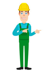 Builder pointing something beside of him