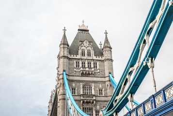 Fototapeta na wymiar A detail view of Tower Bridge in London.