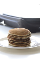 The cooking process in the kitchen. Steps of making cooking pancake.