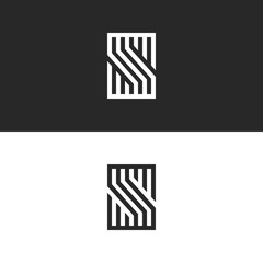 S letter monogram, initial identity logo or gothic symbol, linear simple logotype for individual business card
